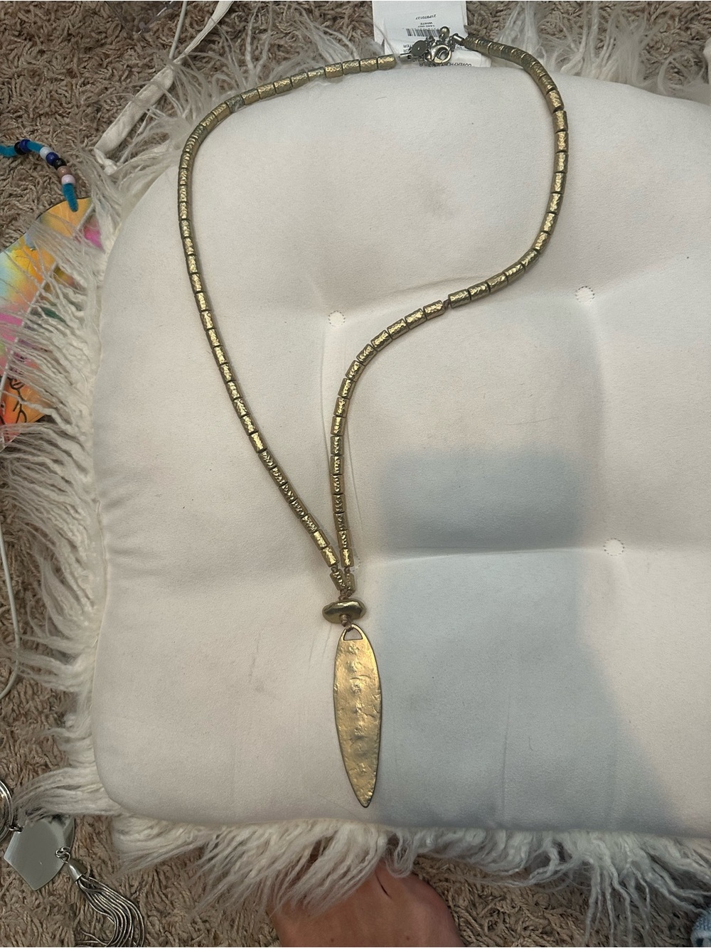 Chico's Gold Tone Beaded Necklace with Pendant